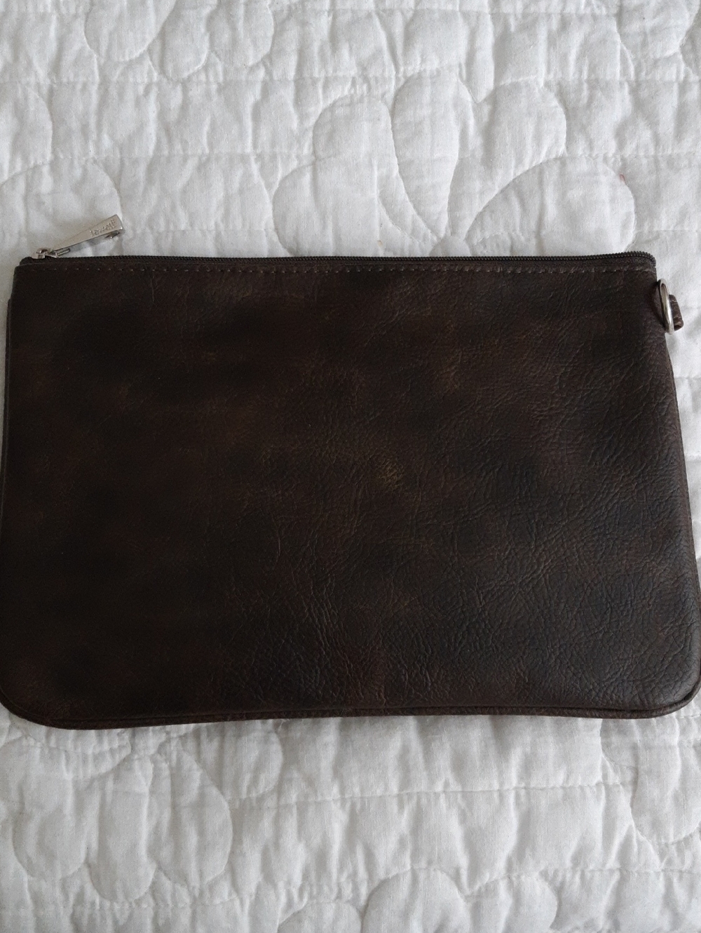 thirty-one Dark Brown Leather Zip Wristlet Clutch